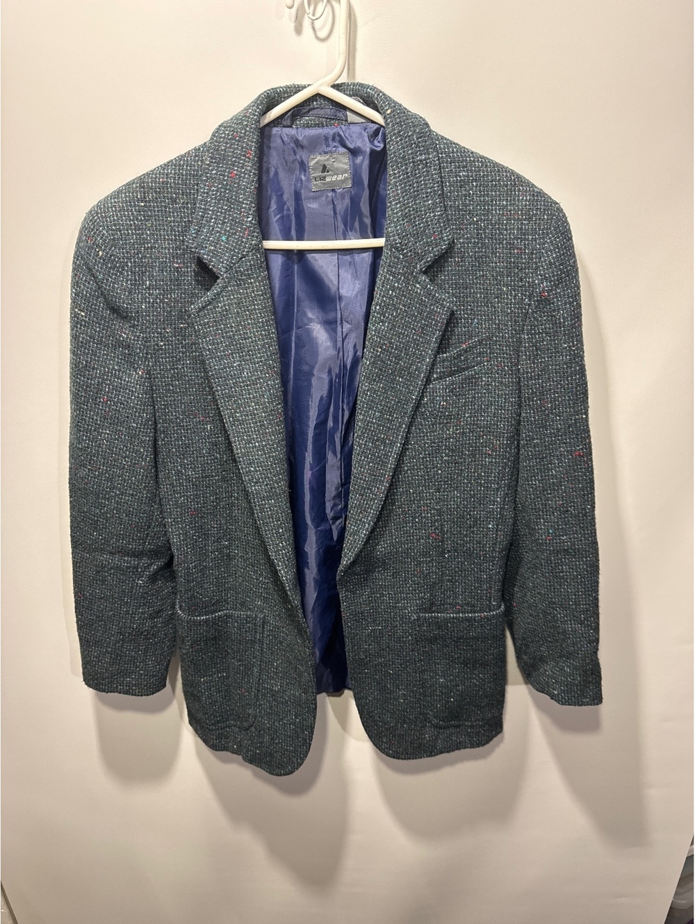 Lizwear woman Blue Wool Blend Tweed Blazer Jacket
